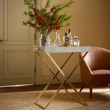 Thumbnail: Classic Shagreen Butler Tray in Dove Grey from AERIN
