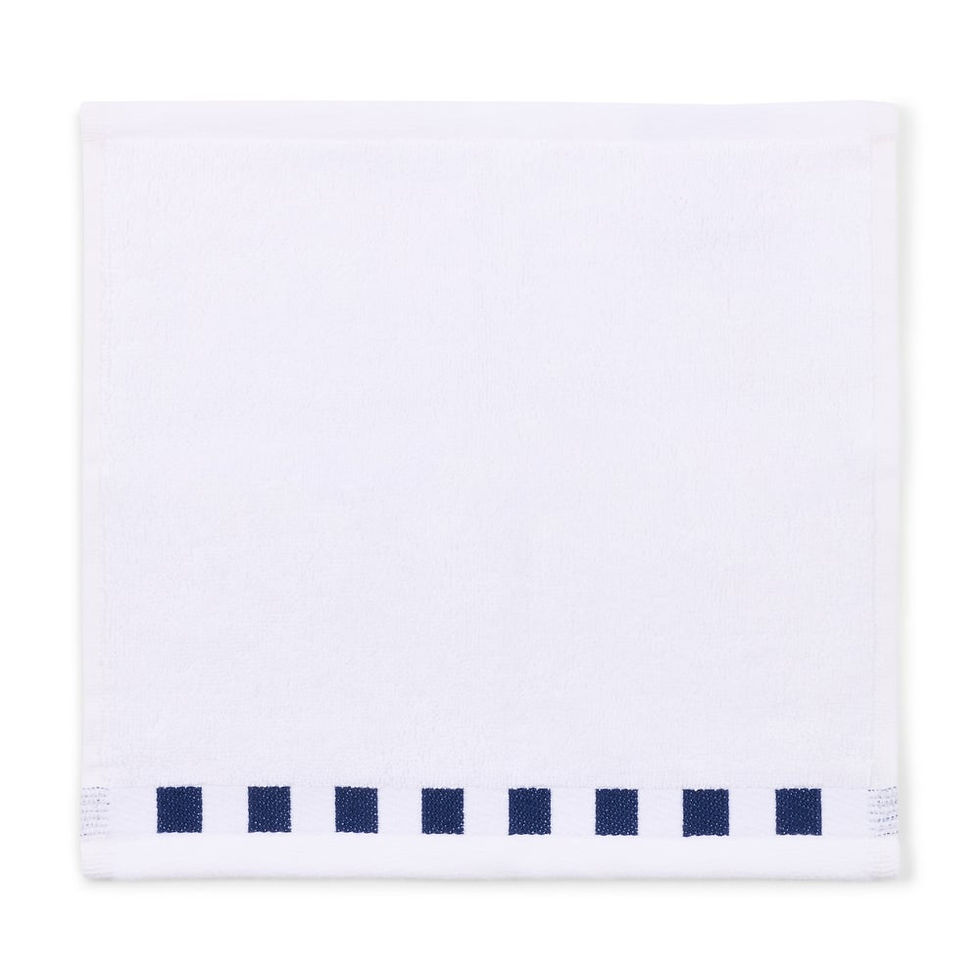MacKenzie-Childs Washcloth with Indigo Check Border