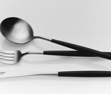 Cutipol black handled cutlery from their Goa collection