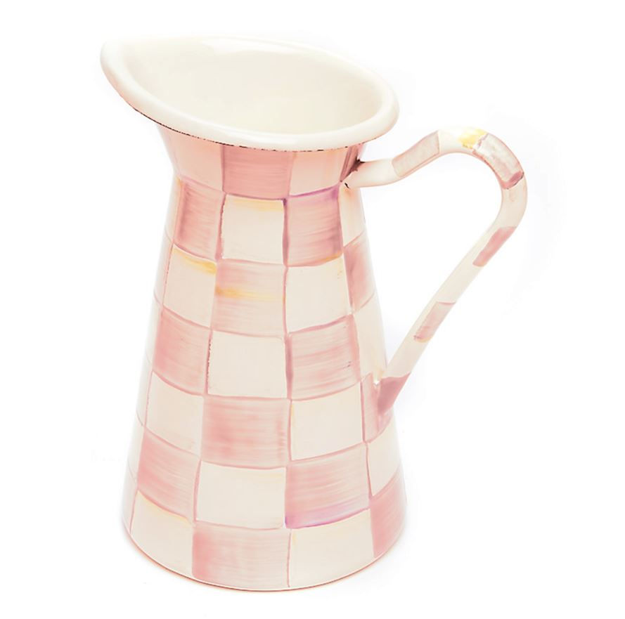 Mackenzie-Childs Rosy Check, pink and white checked medium practical pitcher
