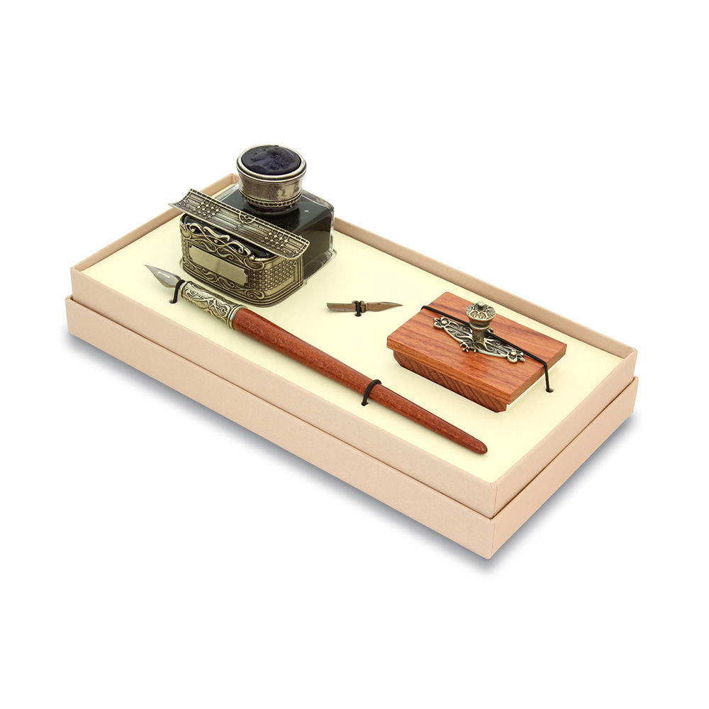 Set da Scrivania con Calamaio porta penna e tampone