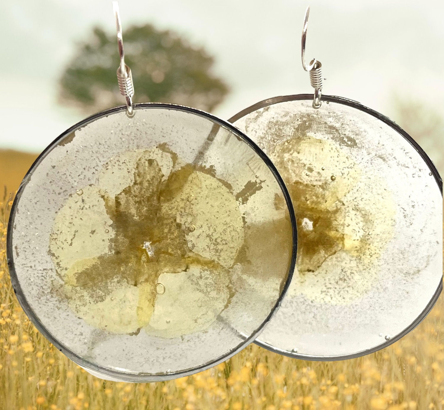 Golden flower oorbellen 