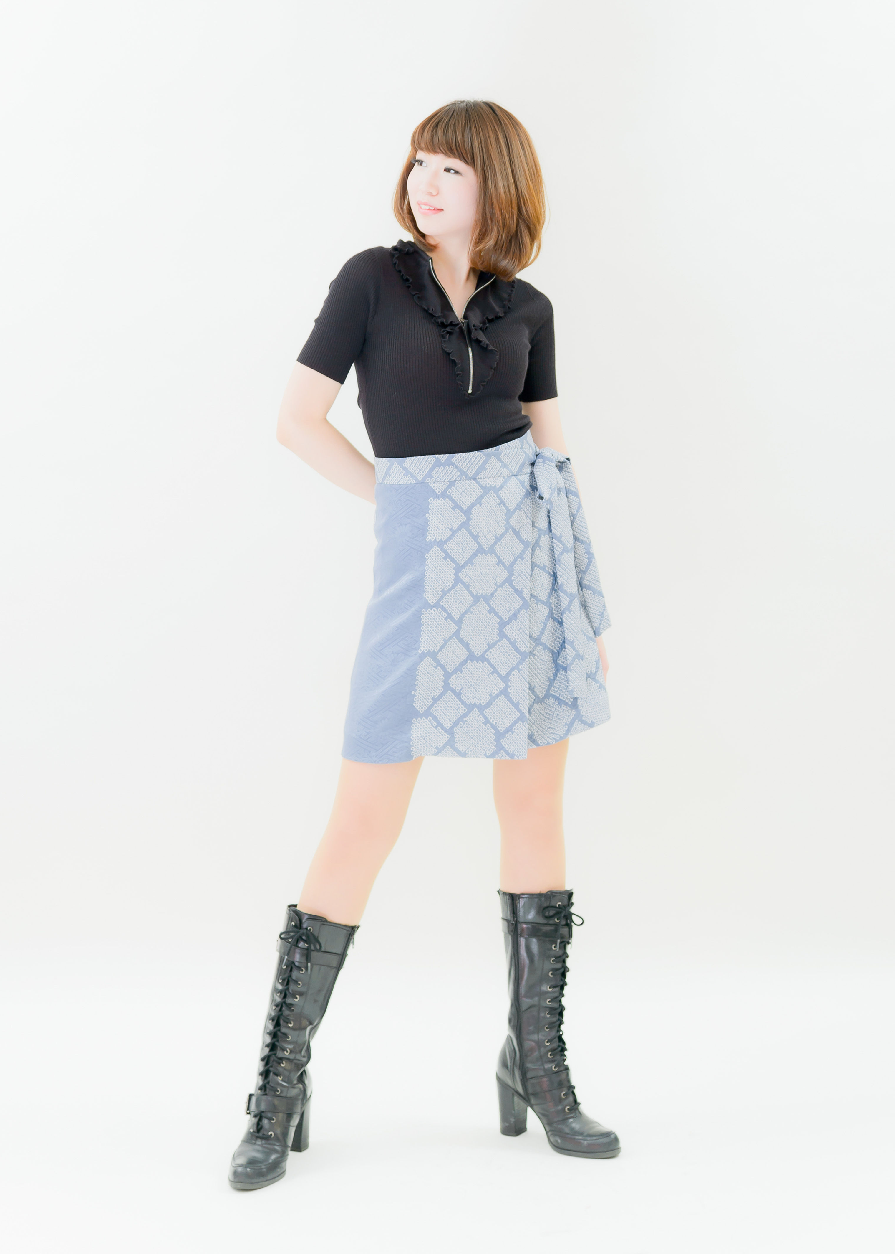 NW006S 小紋 鼠青絞り