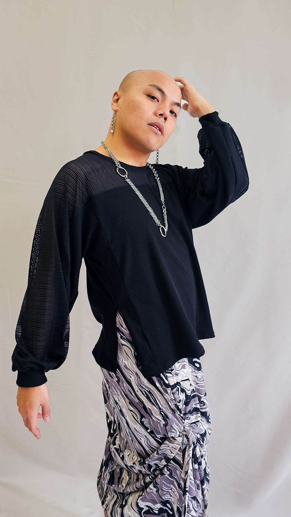 Thumbnail: Mix and Match Long Sleeve Mesh Top