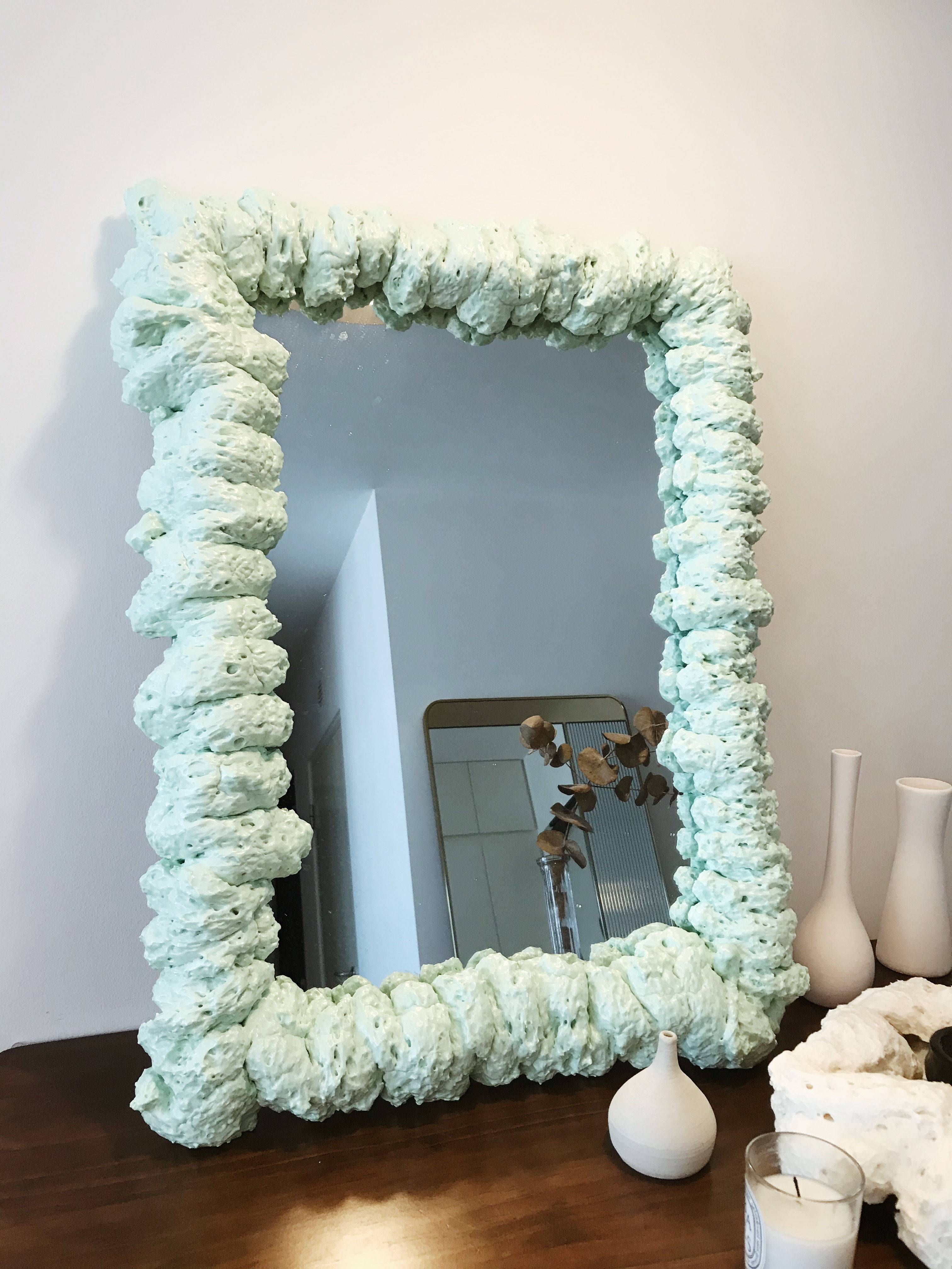 Large Puffy Mirror 01 — Seafoam Green