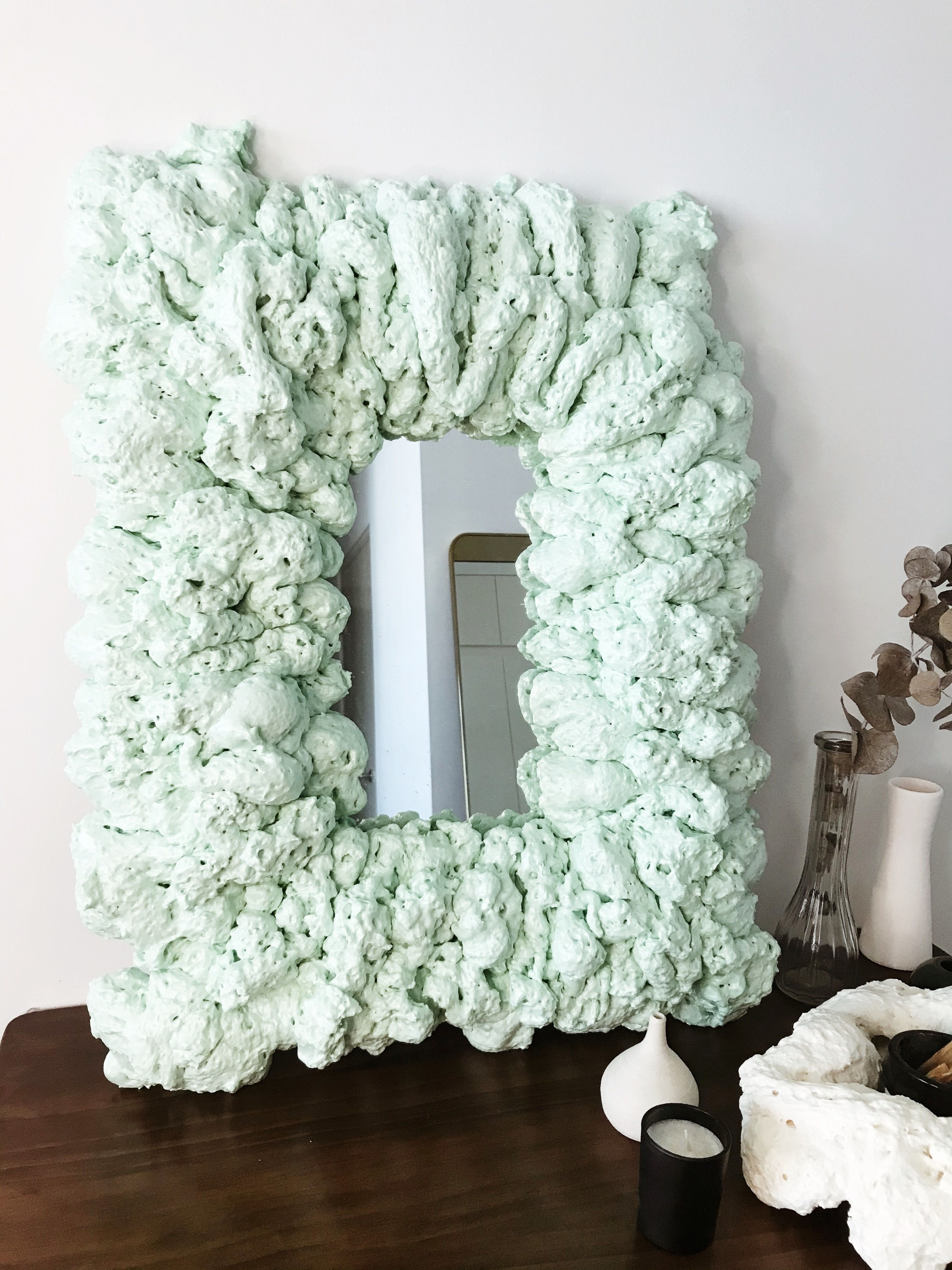 Large Puffy Mirror 02 — Seafoam Green