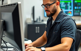 computer technician working at a compute