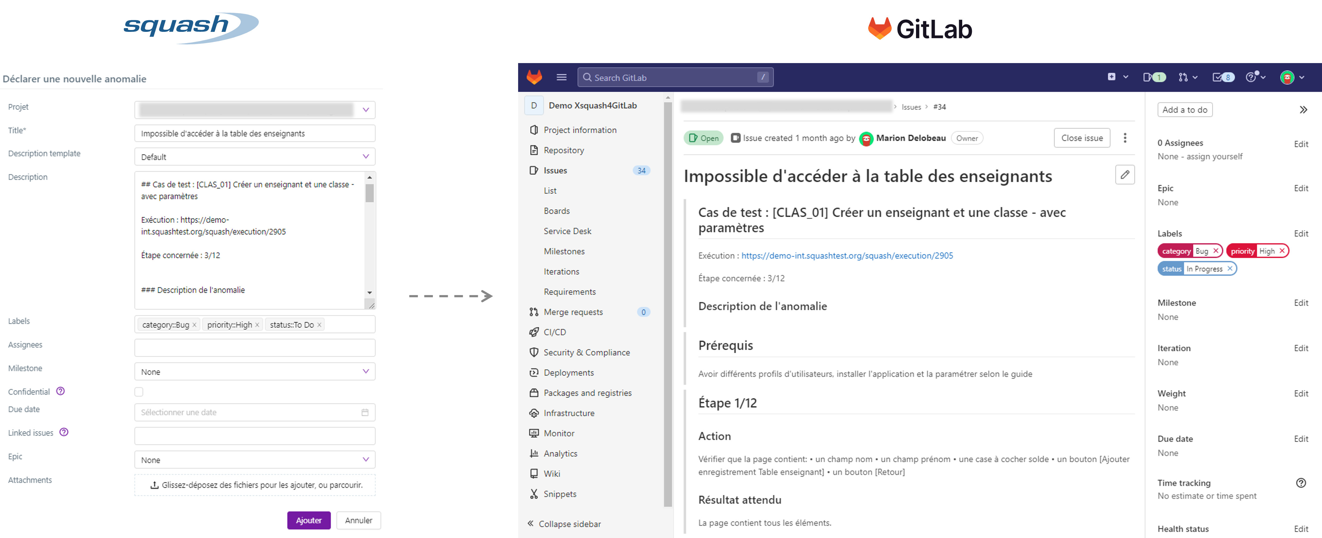 SQUASH Tester avec Squash et GitLab