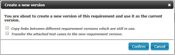The new version of a requirement can take into account the links between versions and the attached test cases