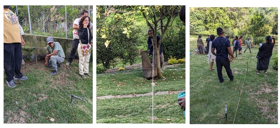 Measuring and marking the highest to lowest points of the land