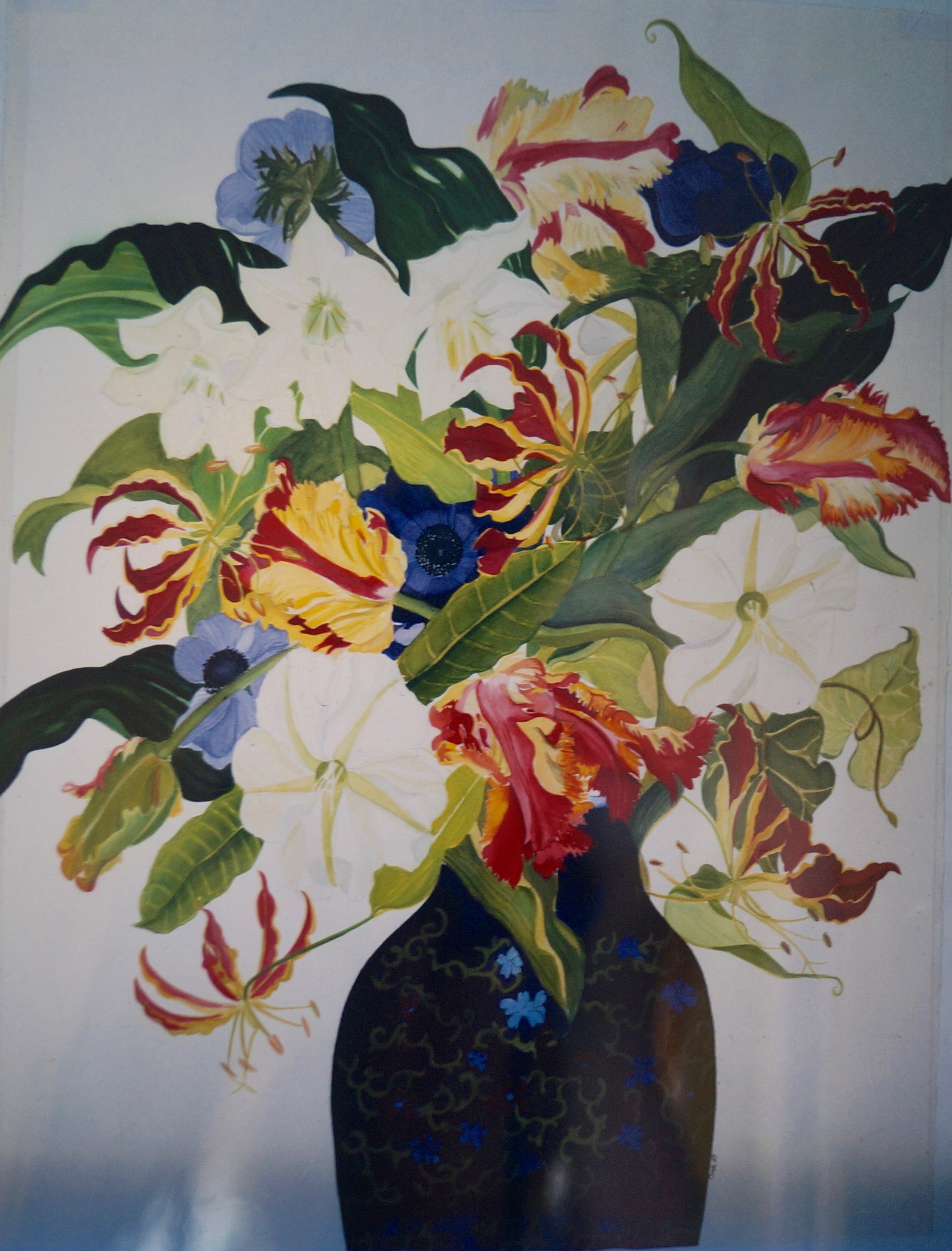 Moonflowers and Parrot Tulips
