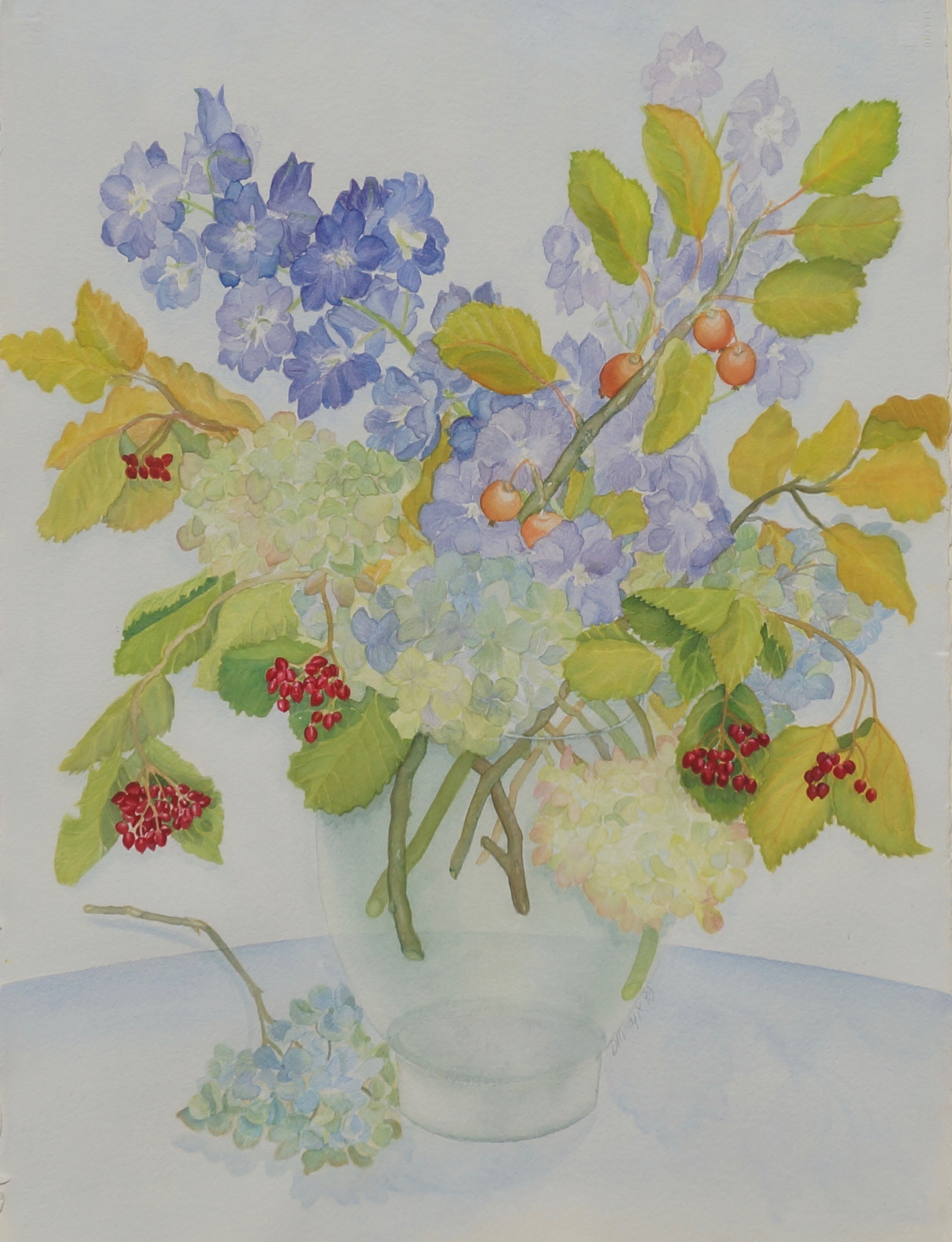 Delphinium and Viburnum