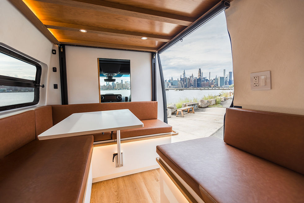 concrete oasis interior lounge space with elevator bed