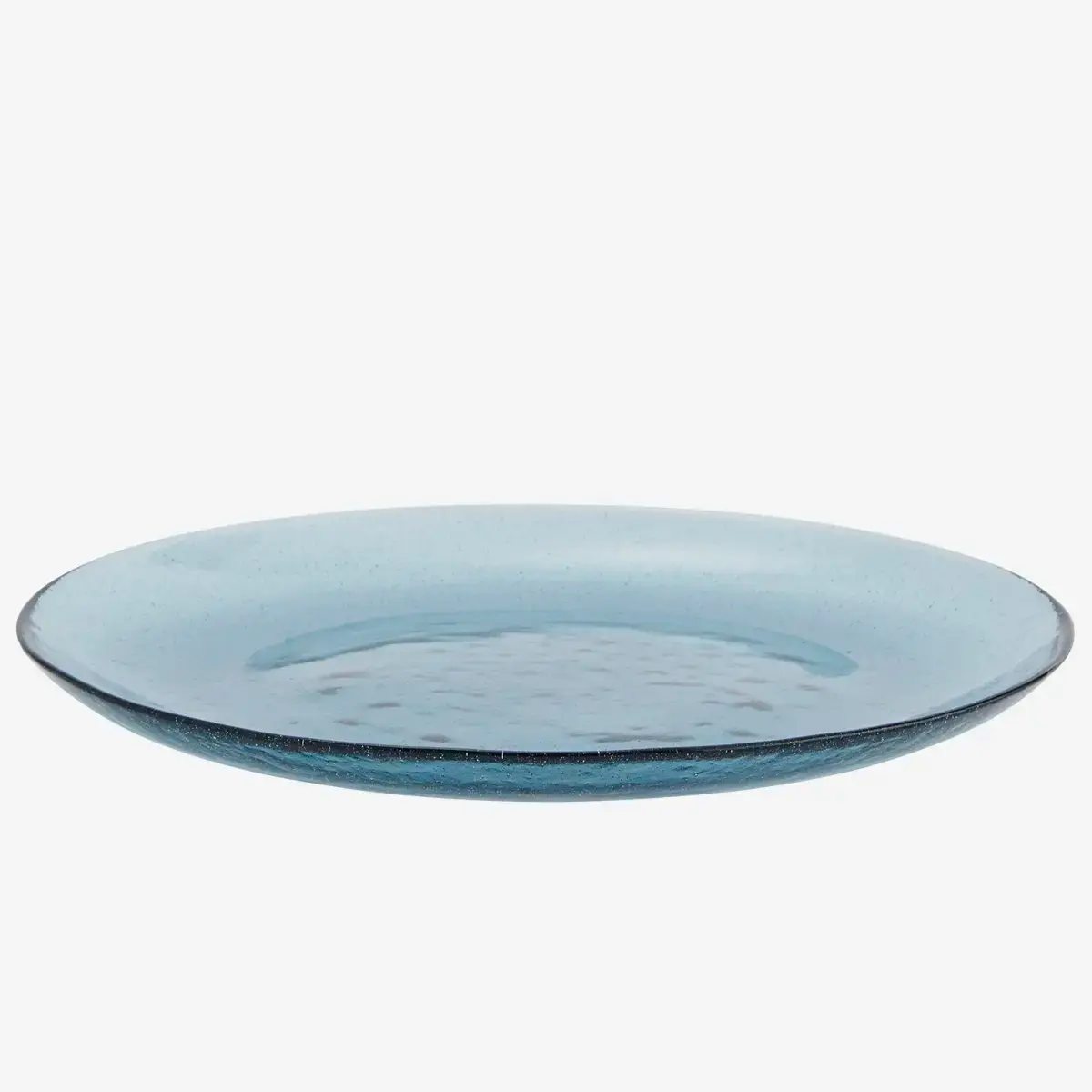 Lot de 4  grandes assiettes en verre-bleu