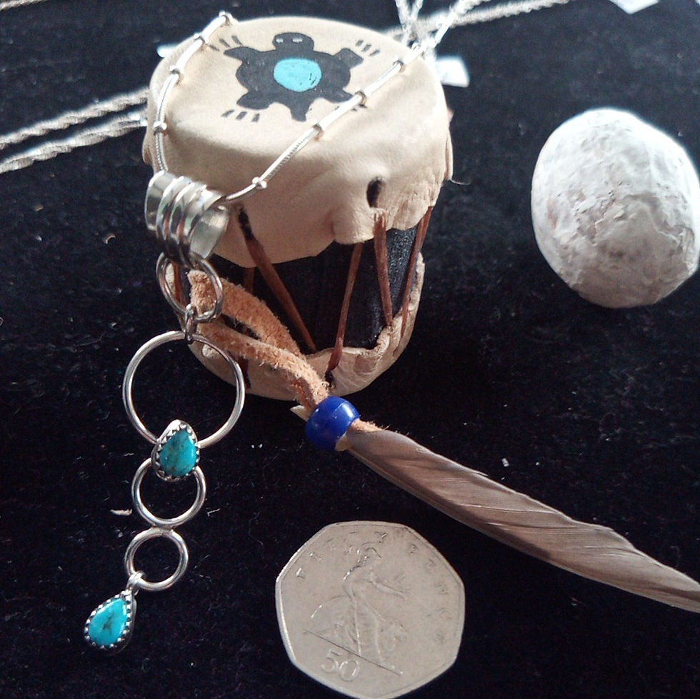 Thumbnail: Circle of life silver & turquoise pendant & necklace