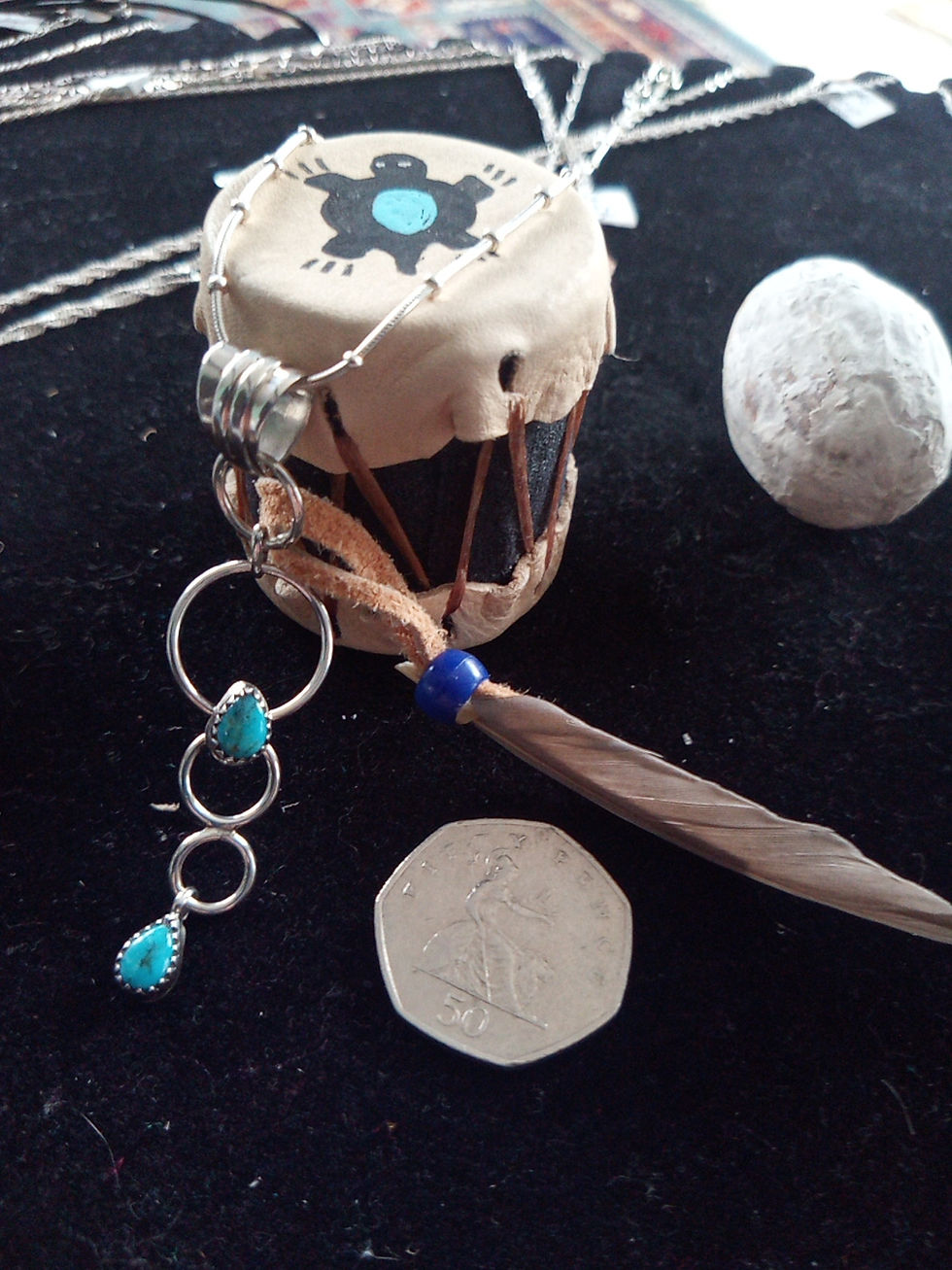 Thumbnail: Circle of life silver & turquoise pendant & necklace
