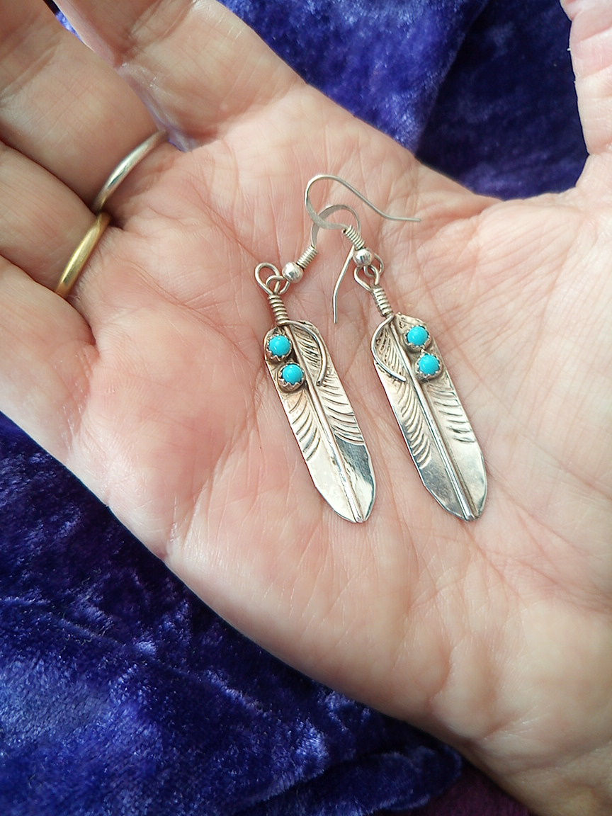 Thumbnail: Earrings full of light! Silver/turquoise ELIGIBLE for "share the love " discount
