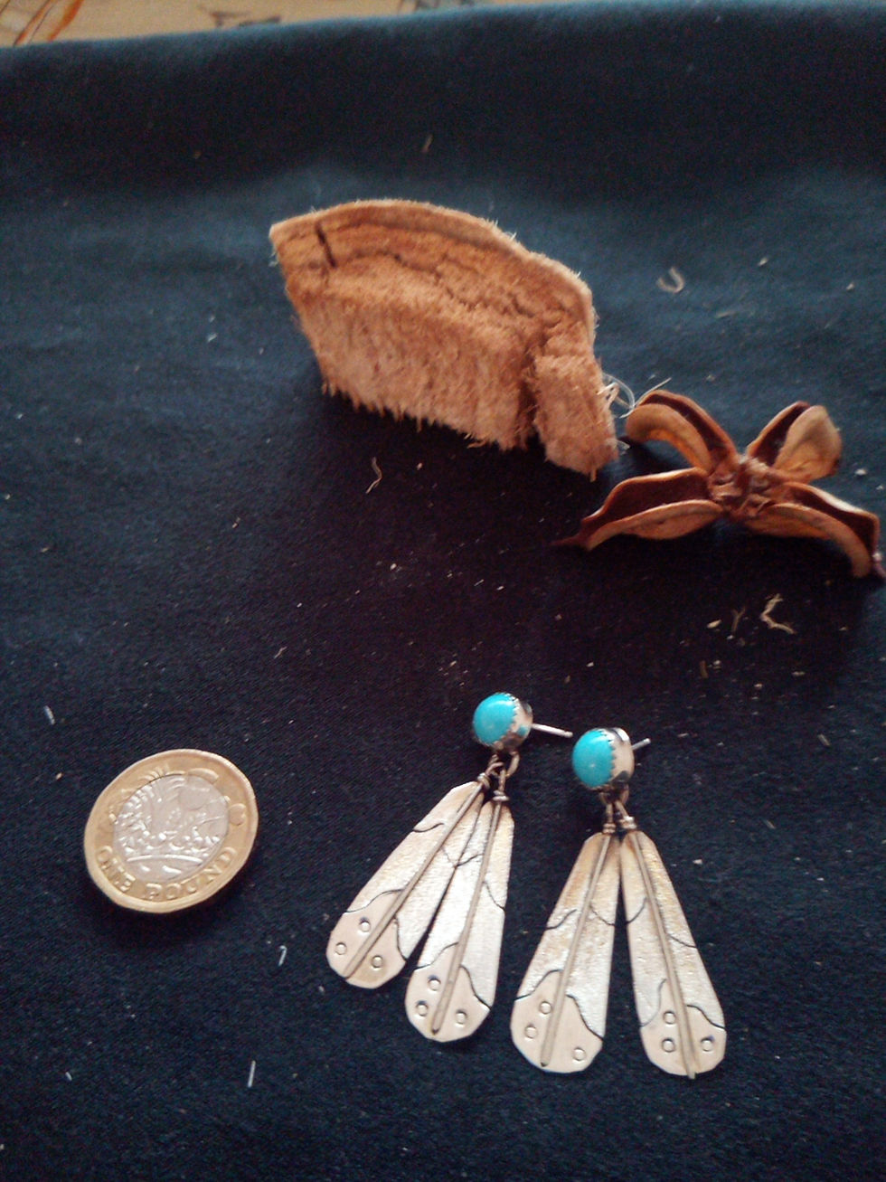 Thumbnail: Turquoise and silver feather earrings. Eligible for SHARE THE LOVE special offer