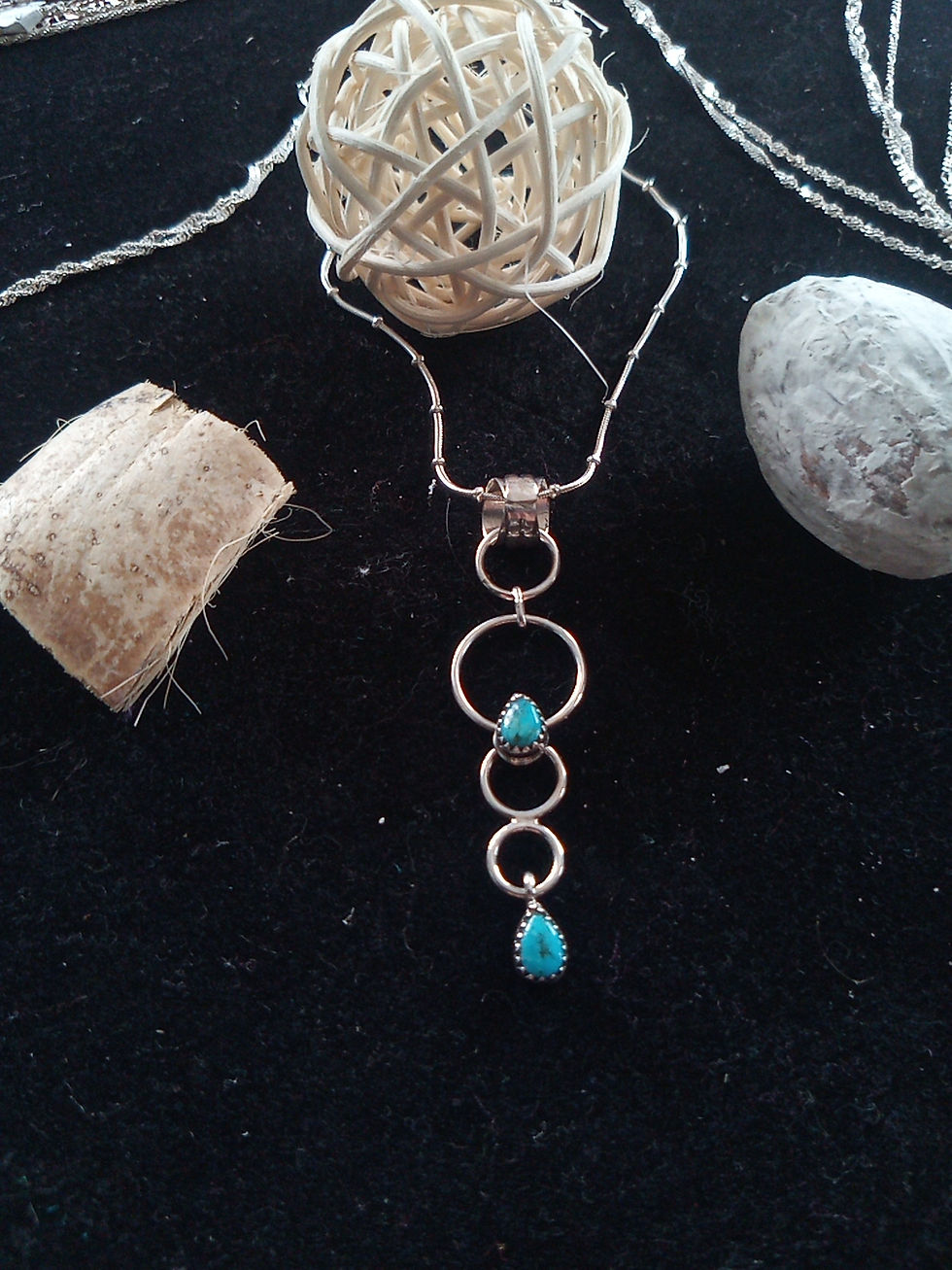 Thumbnail: Circle of life silver & turquoise pendant & necklace