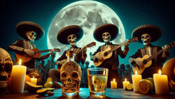Groupe de cumbia dia de los muertos  concert a tijuana devant la plaine lune  dans un styl