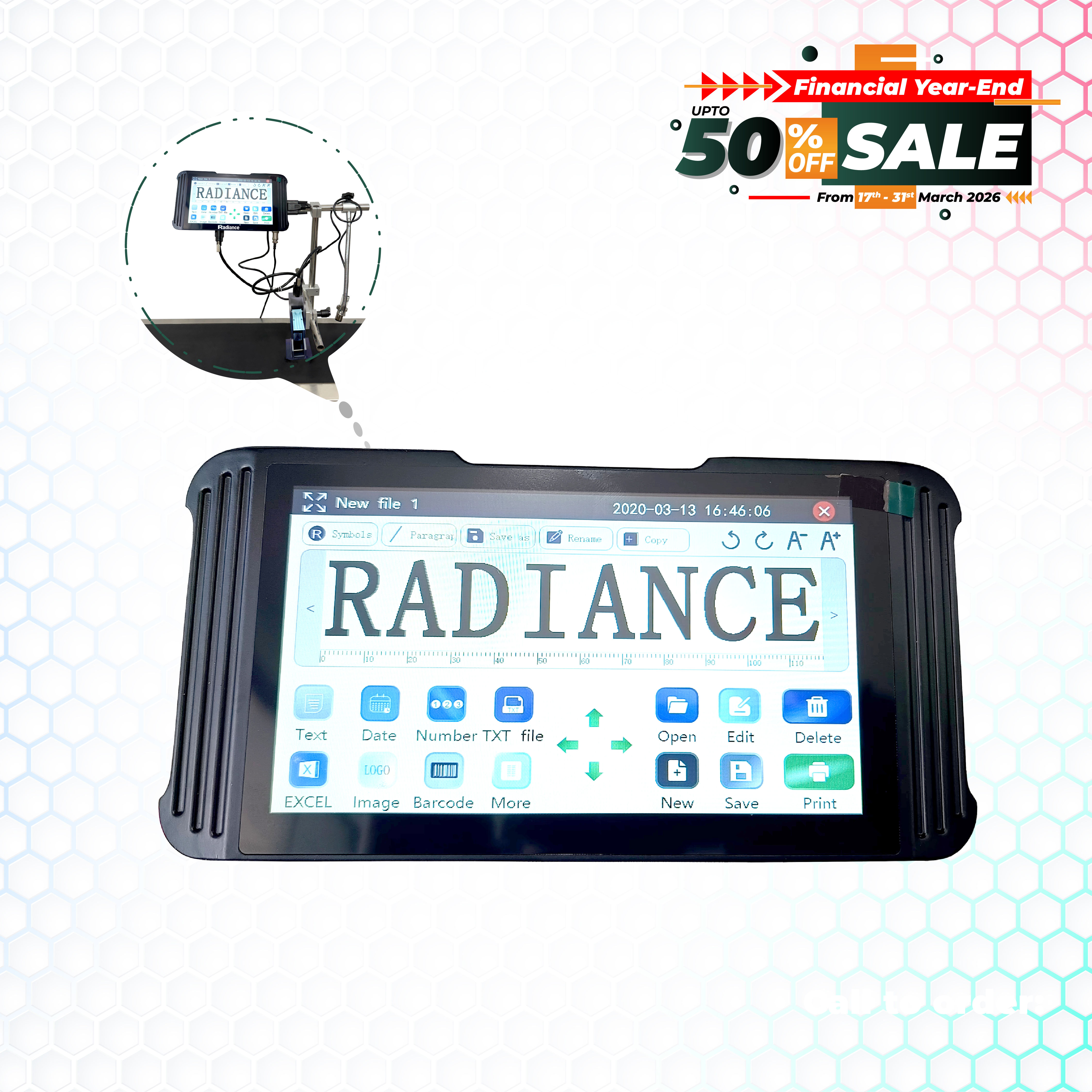 Radiance 7 Inch Online TIJ with 2 in 1 Printer (Without cartridge and conveyor)