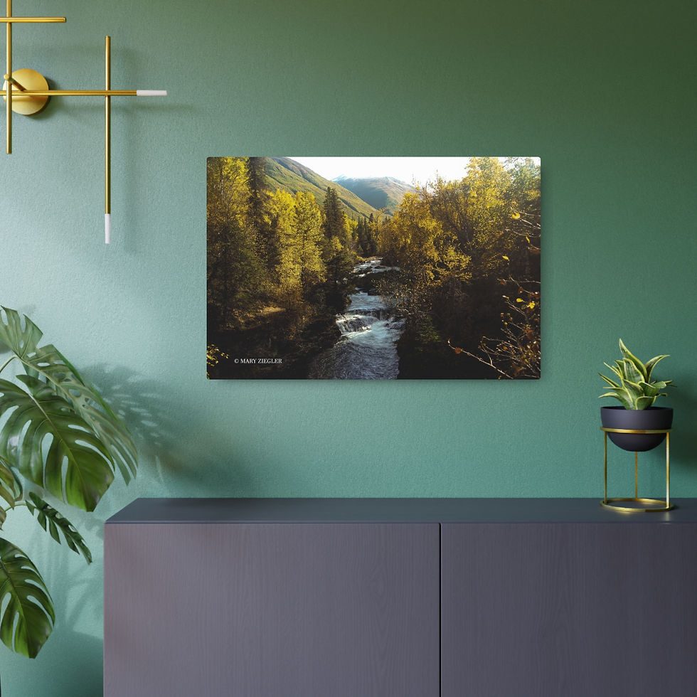 Thumbnail: "Amber Falls" Metal Print, Portage Valley Area, Alaska
