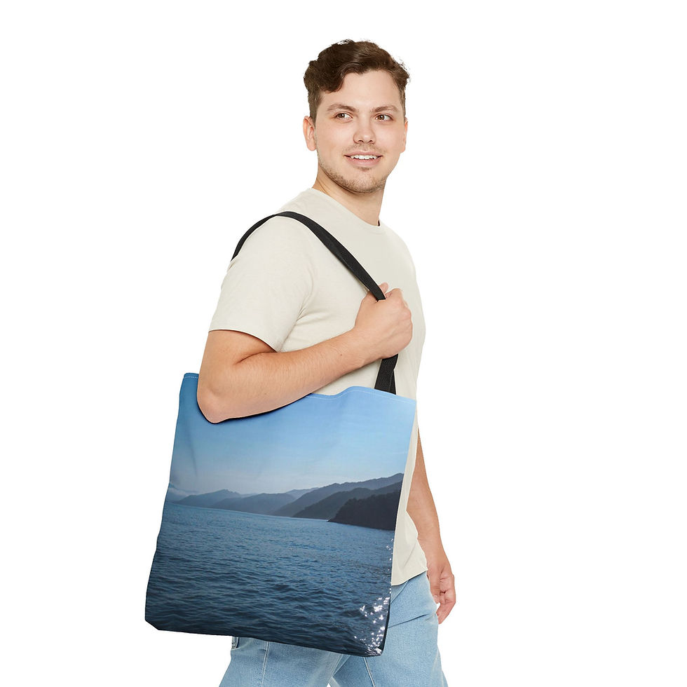 Thumbnail: Cobalt Sea Peaks Tote Bag 