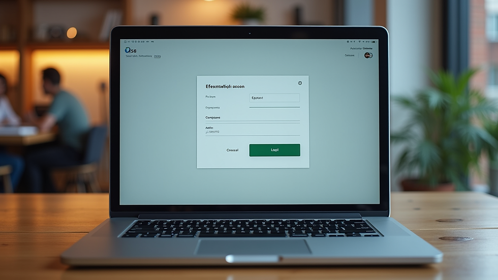 Eye-level view of a laptop screen showing an online registration form