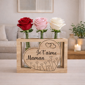 Soliflores personnalisés en bois avec roses pour une idée cadeau artisanale