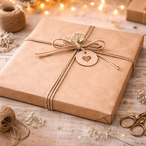 Cadeau artisanal emballé avec soin pour offrir une création personnalisée en bois