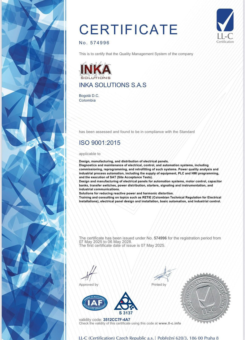 Certificado ISO 9001 2015