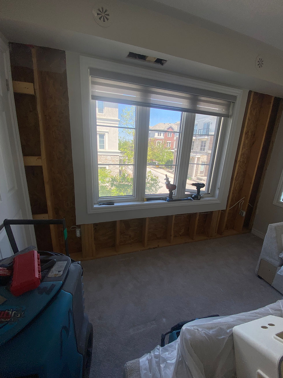 Room prepared for wall opening and interior renovation work
