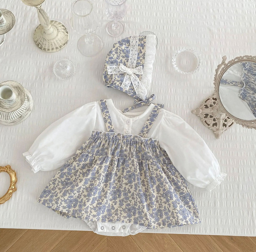 Thumbnail: SWAPNA | Toddlers autumn baby flower princess Romper dress with hat