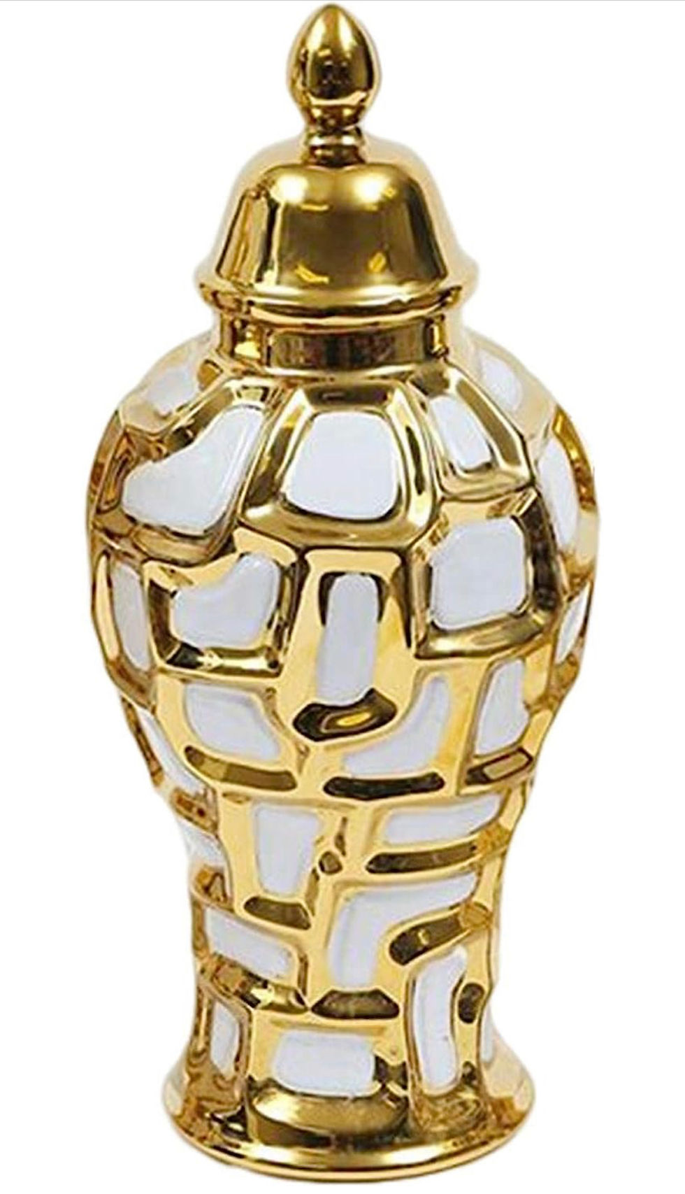 Thumbnail: Gold Ginger Jar Luxury Vase Ceramic Jar with Lid, Flower Vase