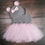 Thumbnail: Newborn Photography Colorblock Contrast Mesh Cami Dress With Bow Front Knit Hat
