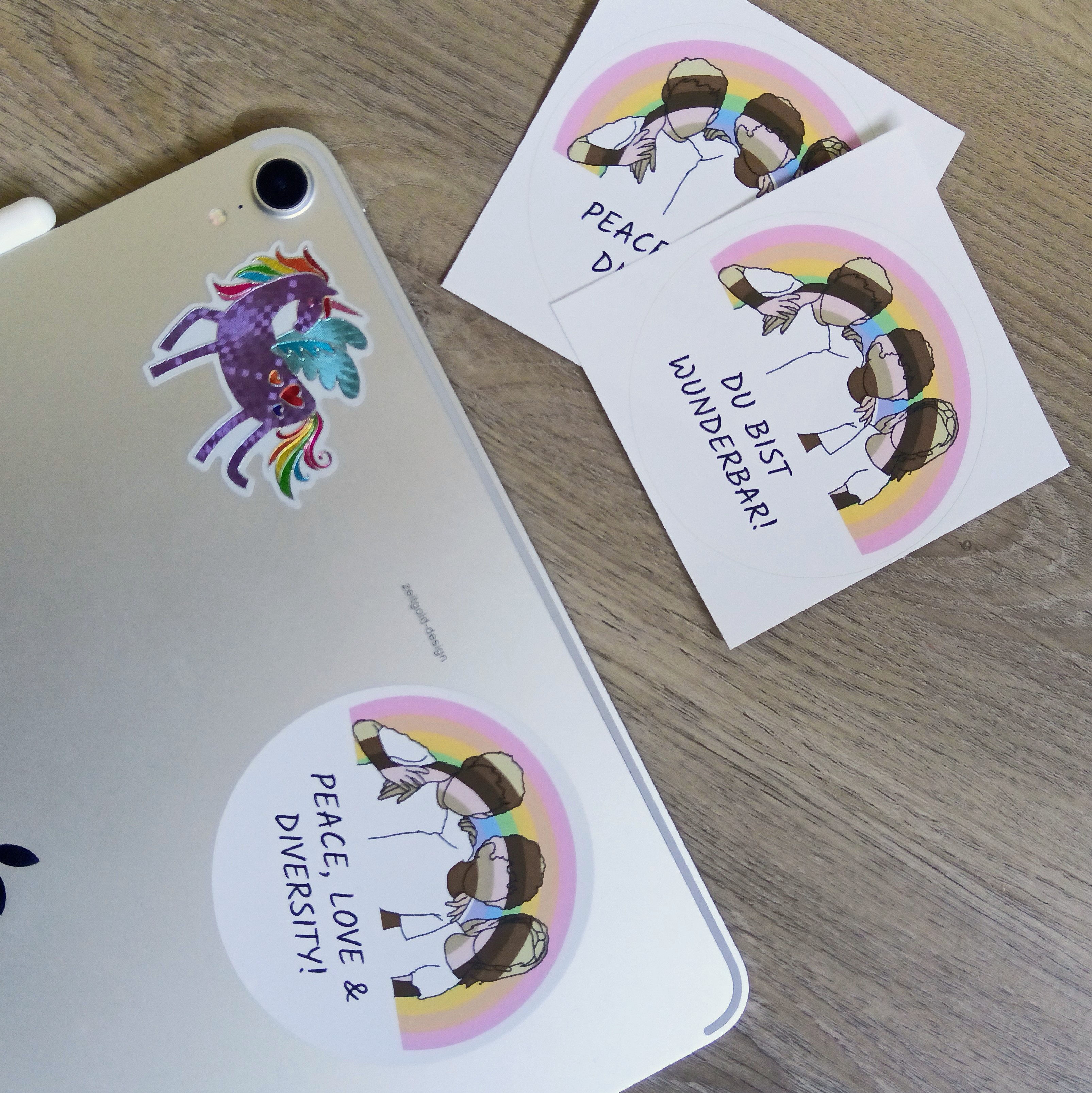 6er Set Aufkleber PEACE, LOVE & DIVERSITY