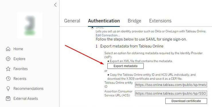 Tableau authentication method