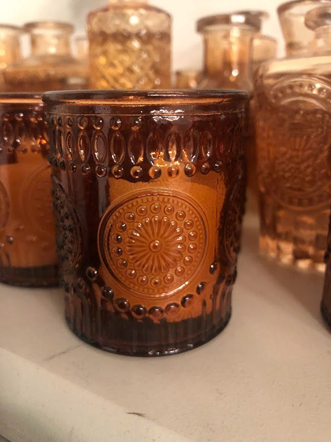 Thumbnail: Vintage Amber Votive Candle Holders
