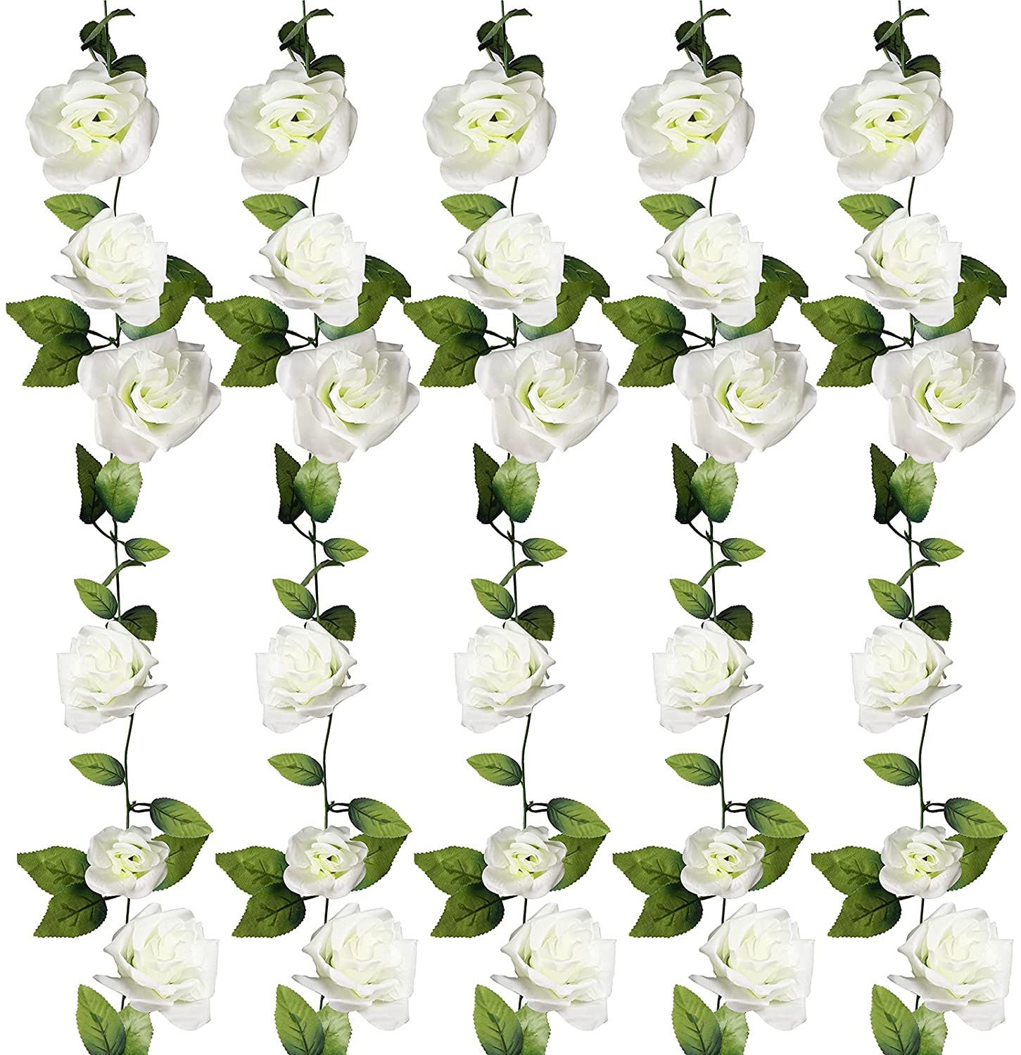Artificial Silk White Rose Garland