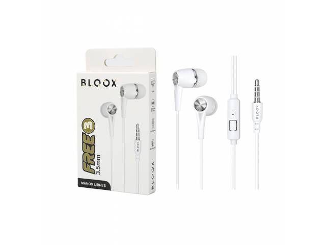 Manos Libres Stereo  Free3 3 5mm Blanco (Intrauditivo) Universal