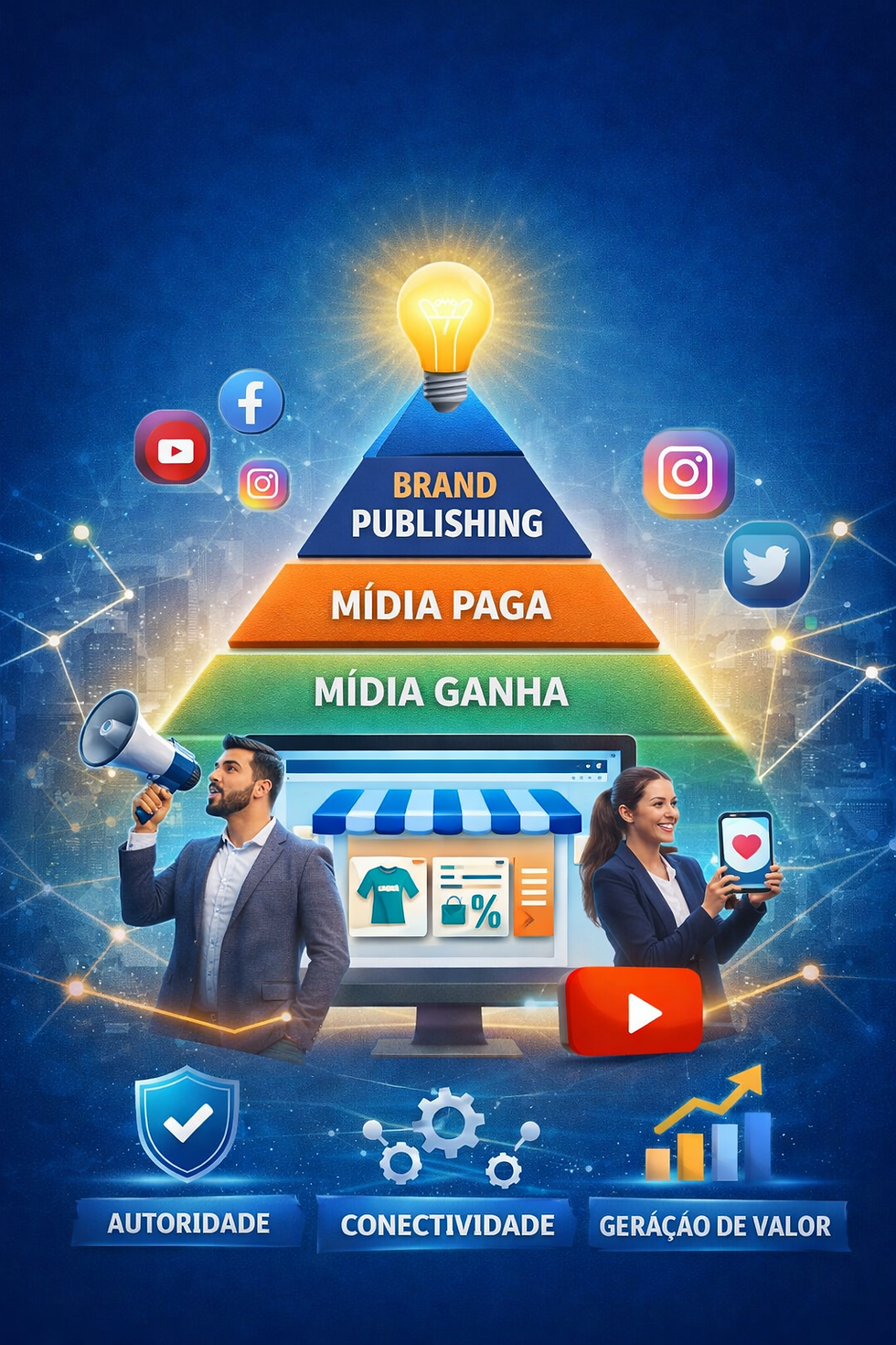 Imagem sobre brand publishing, mídia paga e mídia ganha
