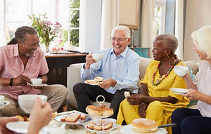 Friends gathering for coffee