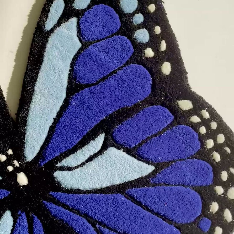 Thumbnail: Flutter into serenity with Blue Butterfly Hand-Tufted Rug