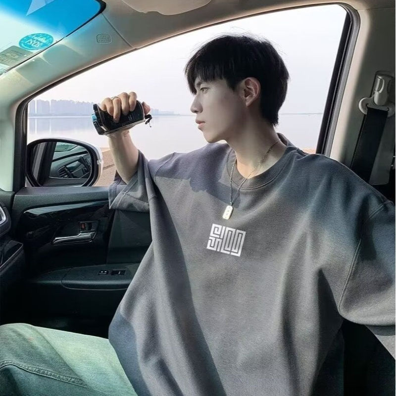 Thumbnail: M-8XL Men Oversized Loose Fitting T-shirt American Style Simple Icon Print Fashi