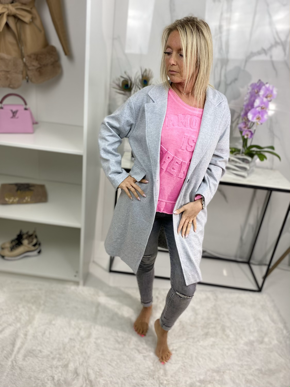 Veste longue Peace and Love strass 