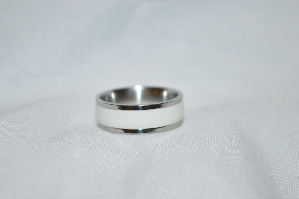 Thumbnail: Stainless Steel White Oil Drop Wedding Band