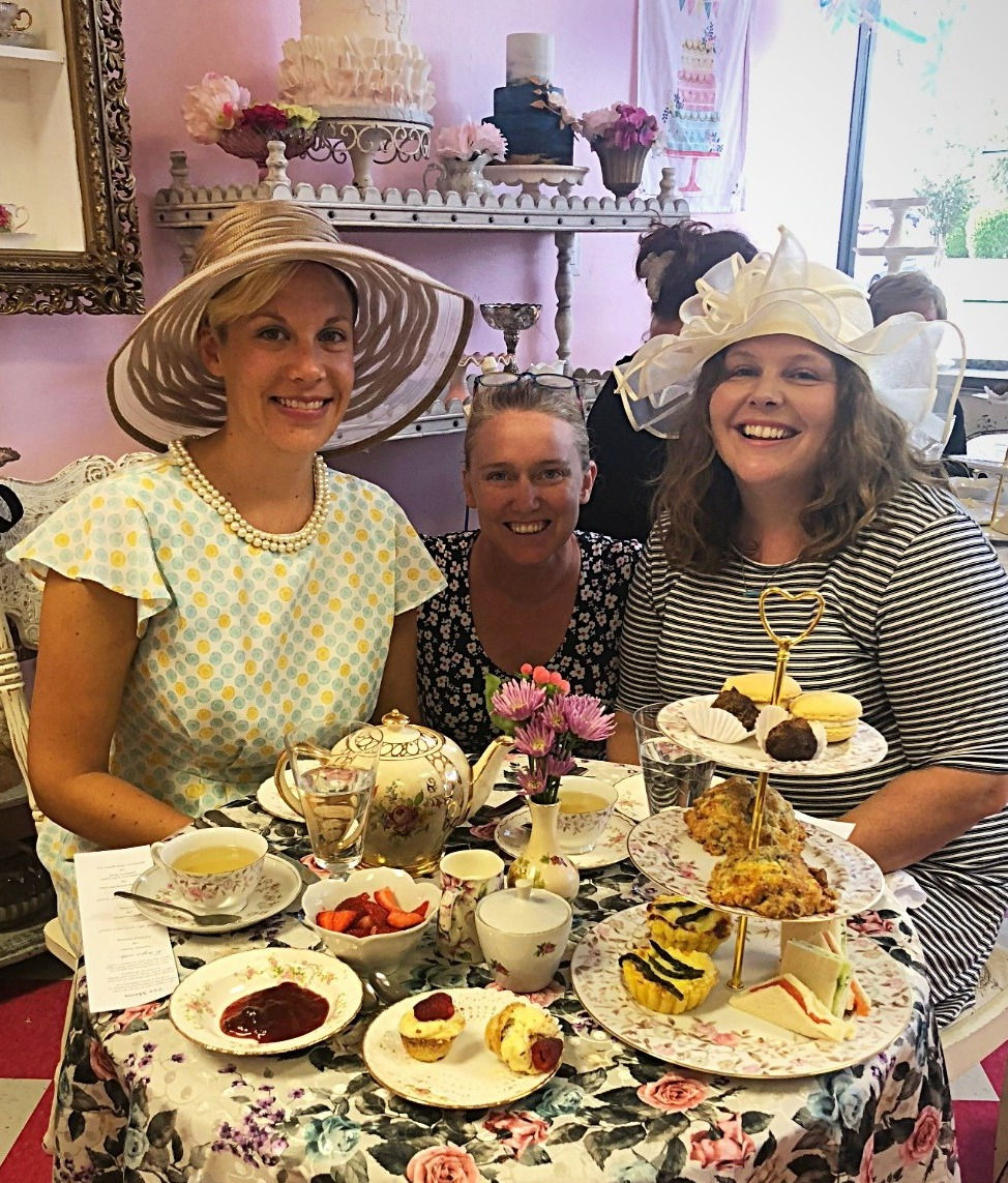 Austin English Tea Company Owner Sarah Olano With Two Guests For Afternoon Tea