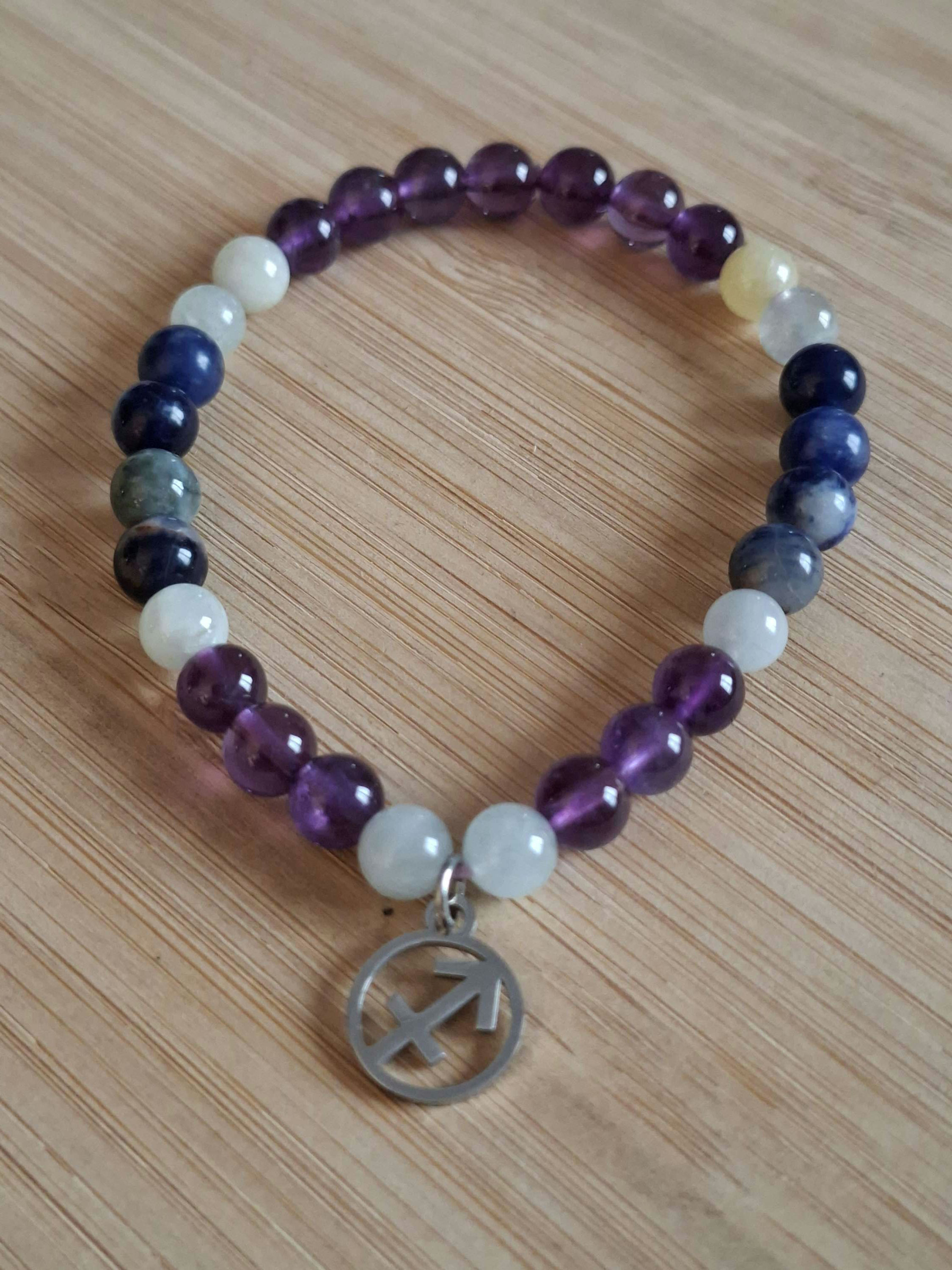 Bracelet astro Sagittaire - Améthyste, Aigue marine et Sodalite