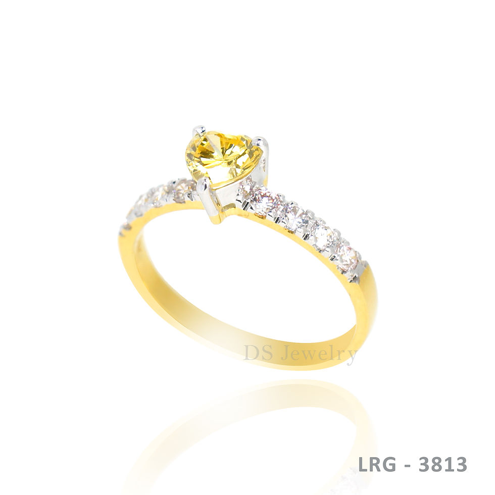Thumbnail: 14K-YG Heart BS with Side CZ Ring