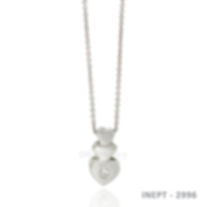 14K-WG Cable Chain with Heart One Diamond Pendant
